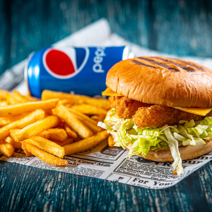 Hiidkrevettidega Burger eine(jook)